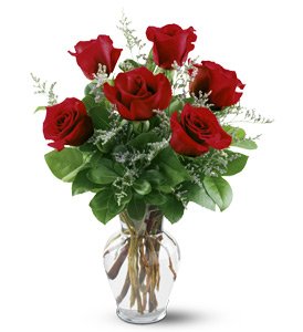 Florero de 6 rosas importadas