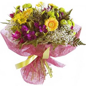 Ramo de gerberas, lisiantum y ghisofila